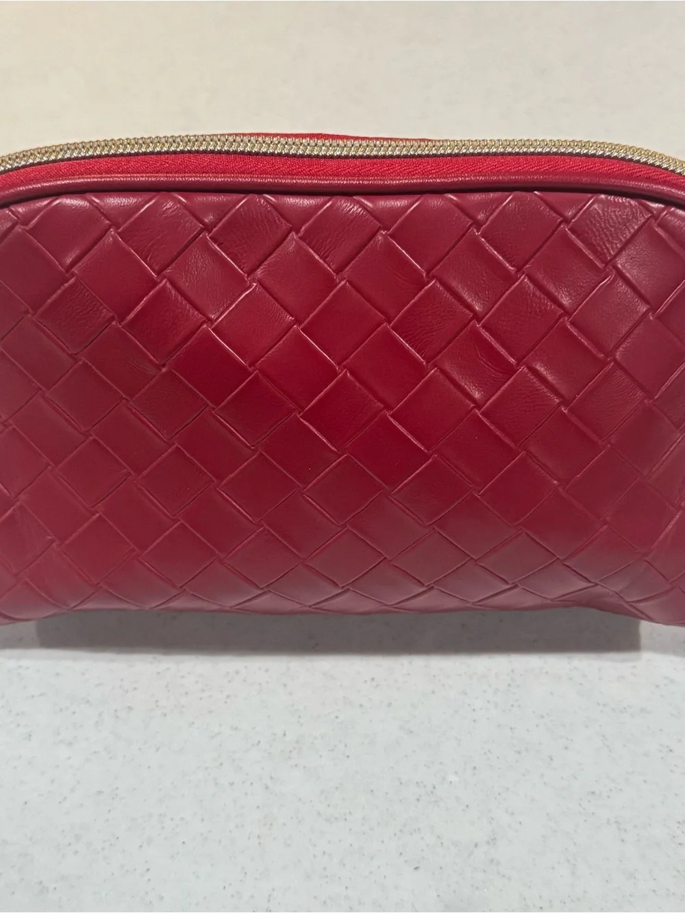 Lancôme Woven Cosmetic Pouch - Red NEW